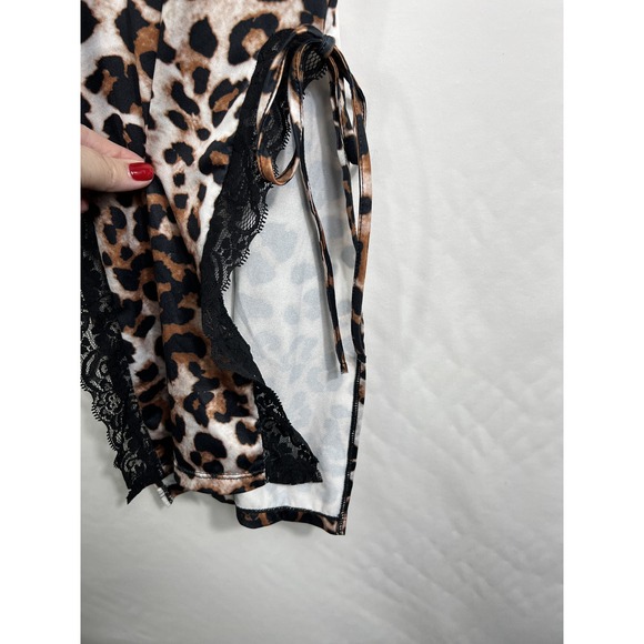 LEOPARD Print Silky Babydoll Lingerie Chemise Slip Nightie | SMALL | Avidlove - Picture 4 of 10